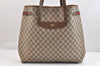 Authentic GUCCI Web Sherry Line Shoulder Tote Bag GG PVC Leather Brown 7440K