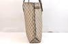 Authentic GUCCI Web Sherry Line Shoulder Tote Bag GG PVC Leather Brown 7440K