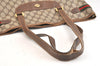 Authentic GUCCI Web Sherry Line Shoulder Tote Bag GG PVC Leather Brown 7440K