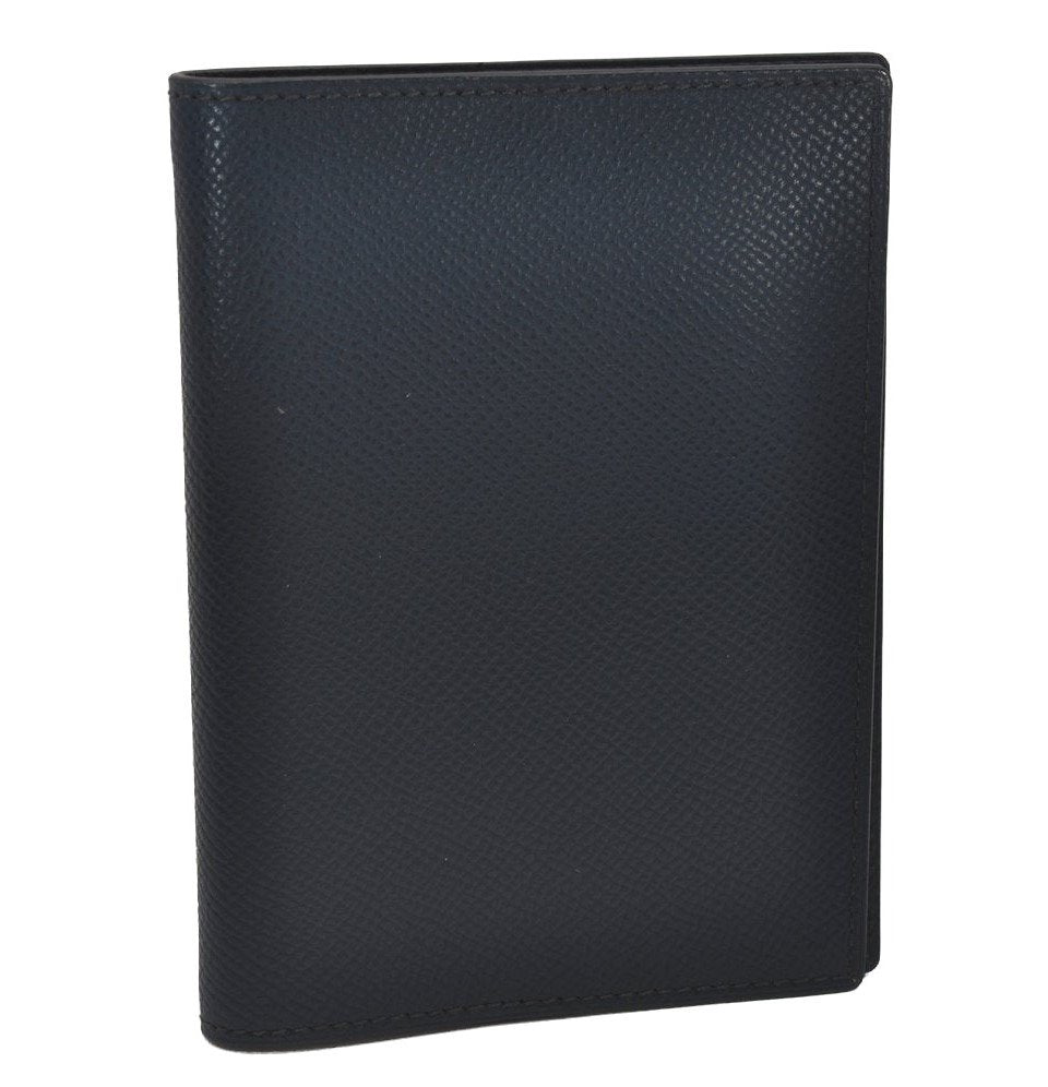 Authentic HERMES Agenda GM Notebook Cover Day Planner Leather Navy Blue 7442I