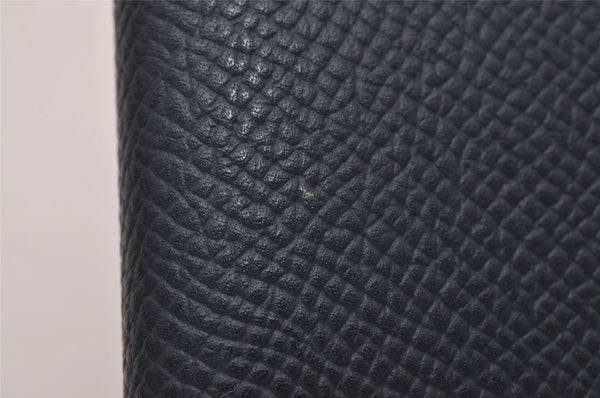 Authentic HERMES Agenda GM Notebook Cover Day Planner Leather Navy Blue 7442I