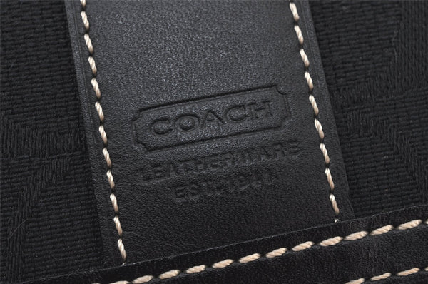 Authentic COACH Vintage Signature Bifold Wallet Purse Canvas Leather Black 7445K