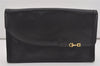 Authentic GUCCI Vintage Clutch Hand Bag Purse Leather Black 7446I