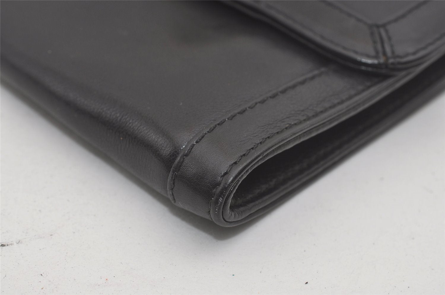 Authentic GUCCI Vintage Clutch Hand Bag Purse Leather Black 7446I