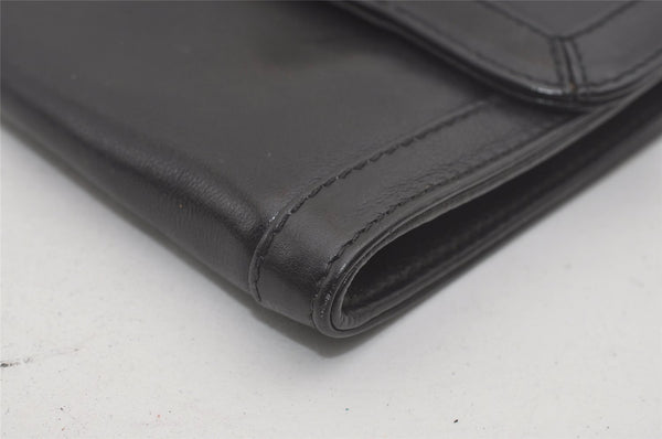 Authentic GUCCI Vintage Clutch Hand Bag Purse Leather Black 7446I