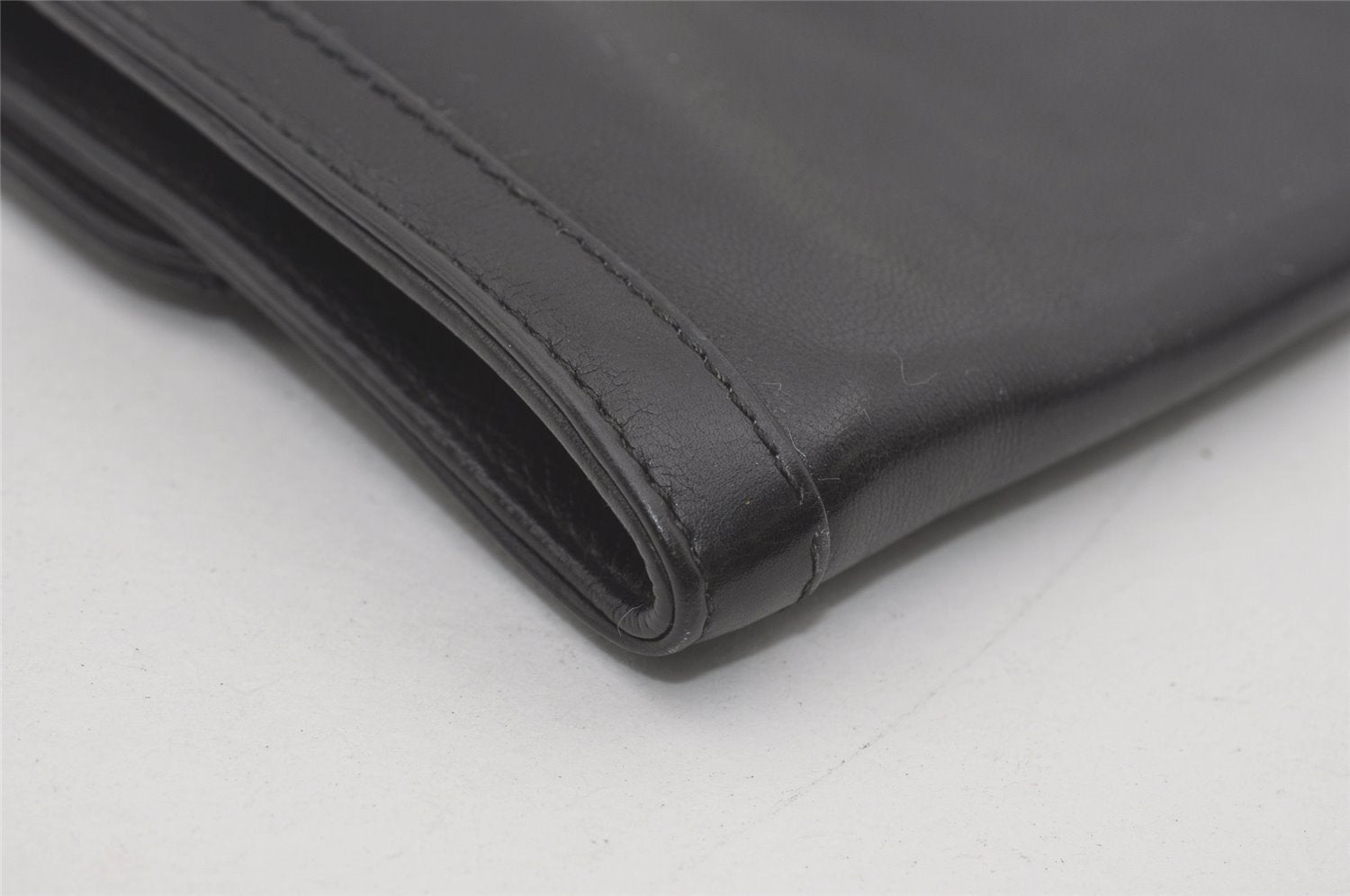 Authentic GUCCI Vintage Clutch Hand Bag Purse Leather Black 7446I