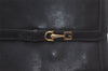 Authentic GUCCI Vintage Clutch Hand Bag Purse Leather Black 7446I