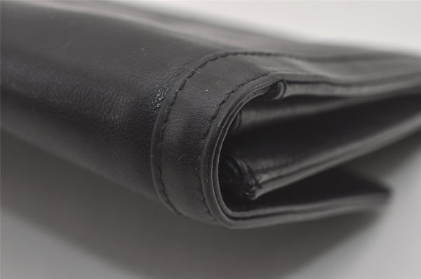 Authentic GUCCI Vintage Clutch Hand Bag Purse Leather Black 7446I