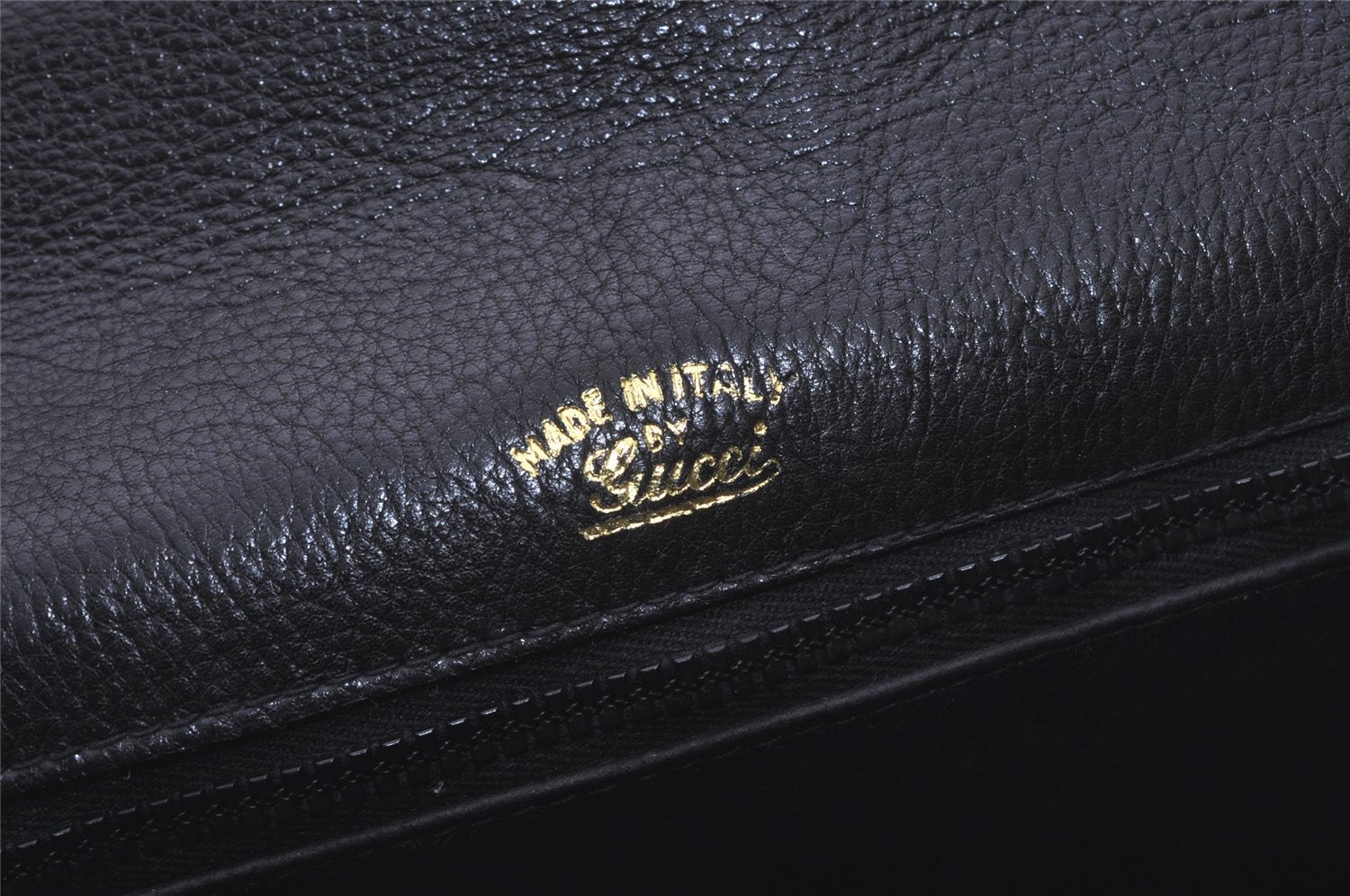 Authentic GUCCI Vintage Clutch Hand Bag Purse Leather Black 7446I