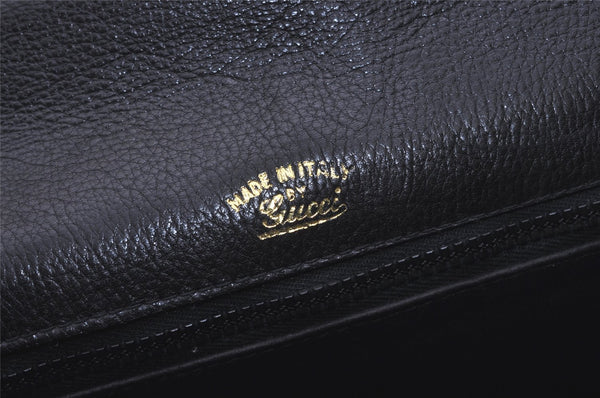 Authentic GUCCI Vintage Clutch Hand Bag Purse Leather Black 7446I