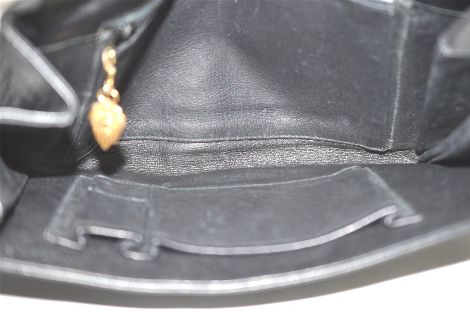 Authentic GUCCI Vintage Clutch Hand Bag Purse Leather Black 7446I