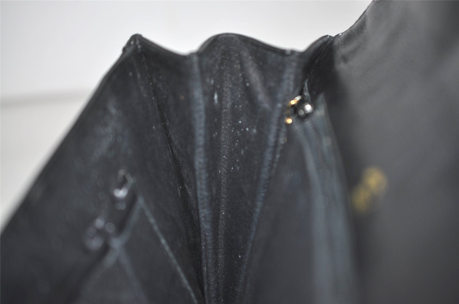 Authentic GUCCI Vintage Clutch Hand Bag Purse Leather Black 7446I