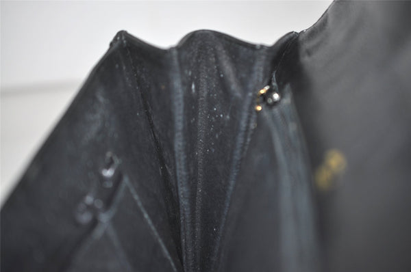 Authentic GUCCI Vintage Clutch Hand Bag Purse Leather Black 7446I