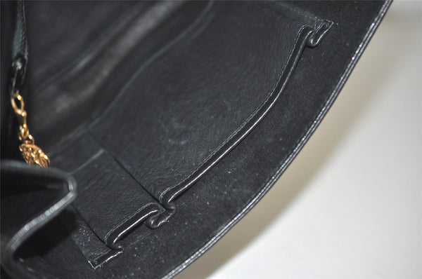 Authentic GUCCI Vintage Clutch Hand Bag Purse Leather Black 7446I