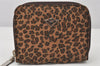 Authentic BOTTEGA VENETA Leopard Nylon Leather Bifold Wallet Purse Brown 7446K