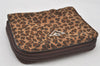 Authentic BOTTEGA VENETA Leopard Nylon Leather Bifold Wallet Purse Brown 7446K