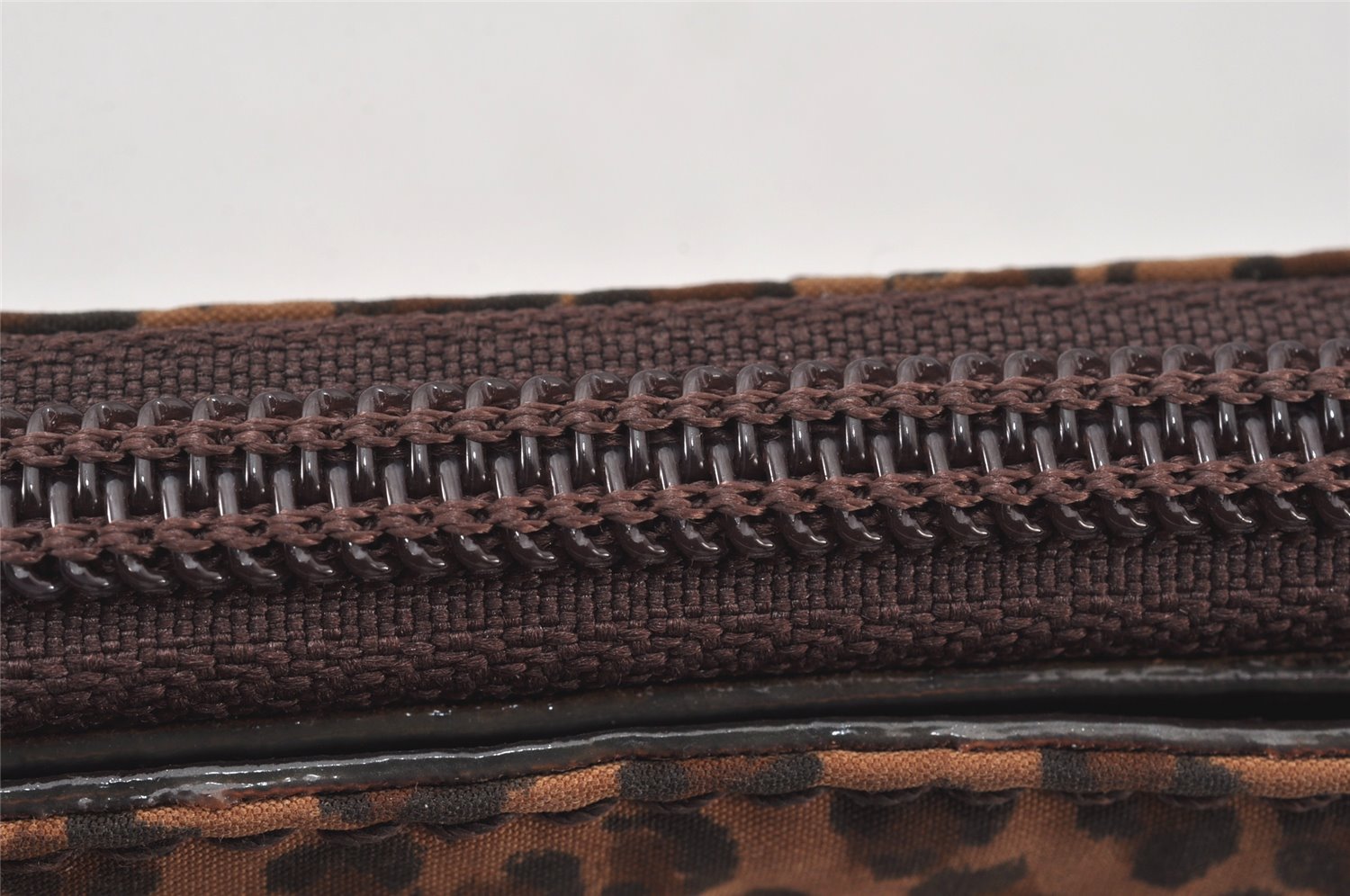 Authentic BOTTEGA VENETA Leopard Nylon Leather Bifold Wallet Purse Brown 7446K