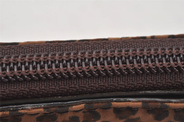 Authentic BOTTEGA VENETA Leopard Nylon Leather Bifold Wallet Purse Brown 7446K