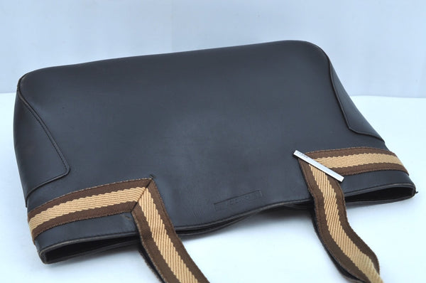 Authentic GUCCI Sherry Line Shoulder Bag Purse Leather 0021135 Black 7447G