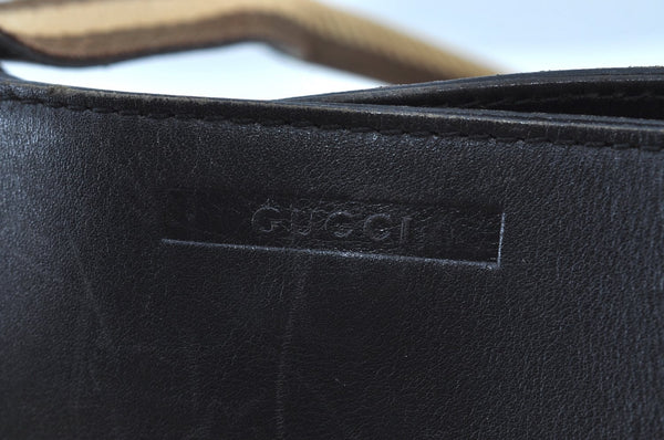 Authentic GUCCI Sherry Line Shoulder Bag Purse Leather 0021135 Black 7447G