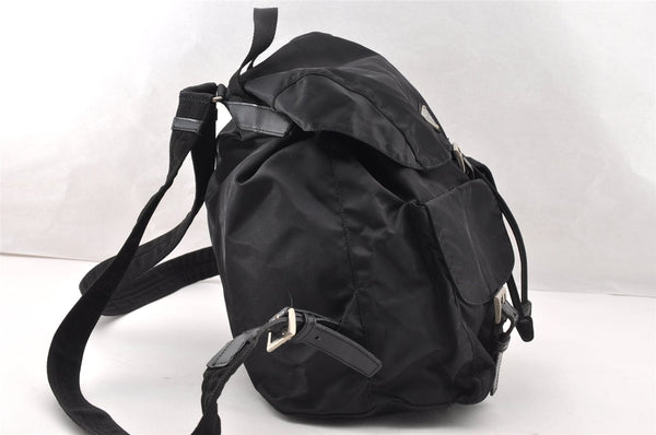 Authentic PRADA Vintage Nylon Tessuto Leather Backpack Purse Black 7449I