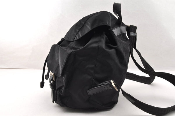 Authentic PRADA Vintage Nylon Tessuto Leather Backpack Purse Black 7449I