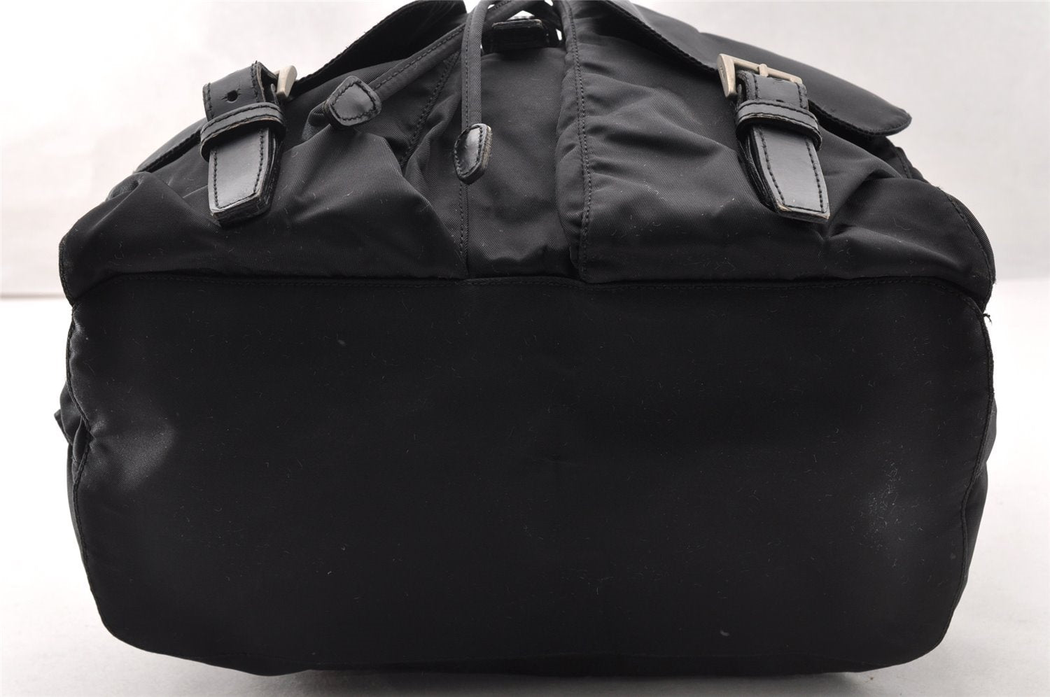 Authentic PRADA Vintage Nylon Tessuto Leather Backpack Purse Black 7449I