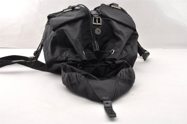 Authentic PRADA Vintage Nylon Tessuto Leather Backpack Purse Black 7449I