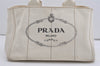 Authentic PRADA Vintage Canapa M Canvas 2Way Shoulder Hand Bag White 7450I