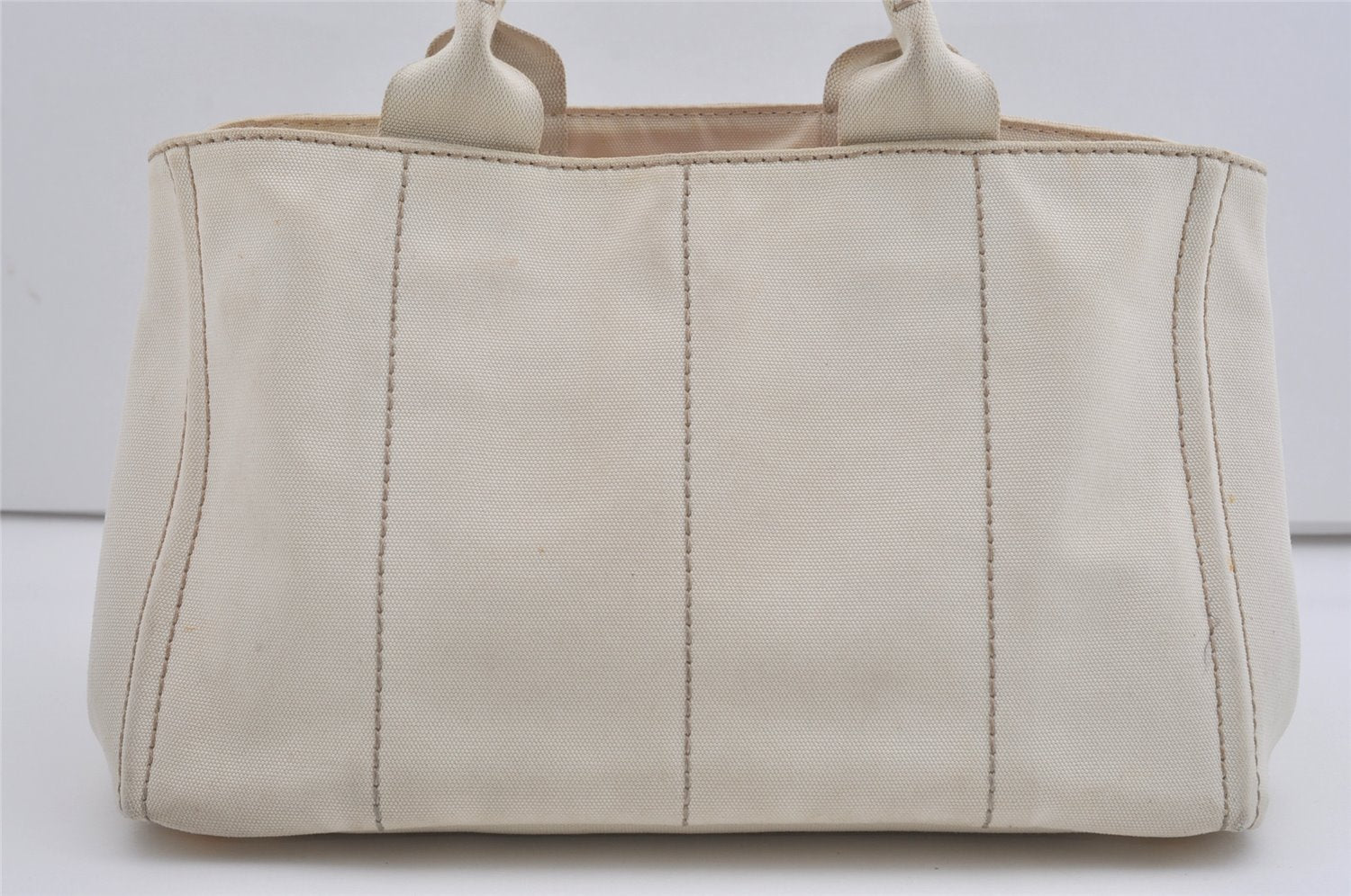 Authentic PRADA Vintage Canapa M Canvas 2Way Shoulder Hand Bag White 7450I