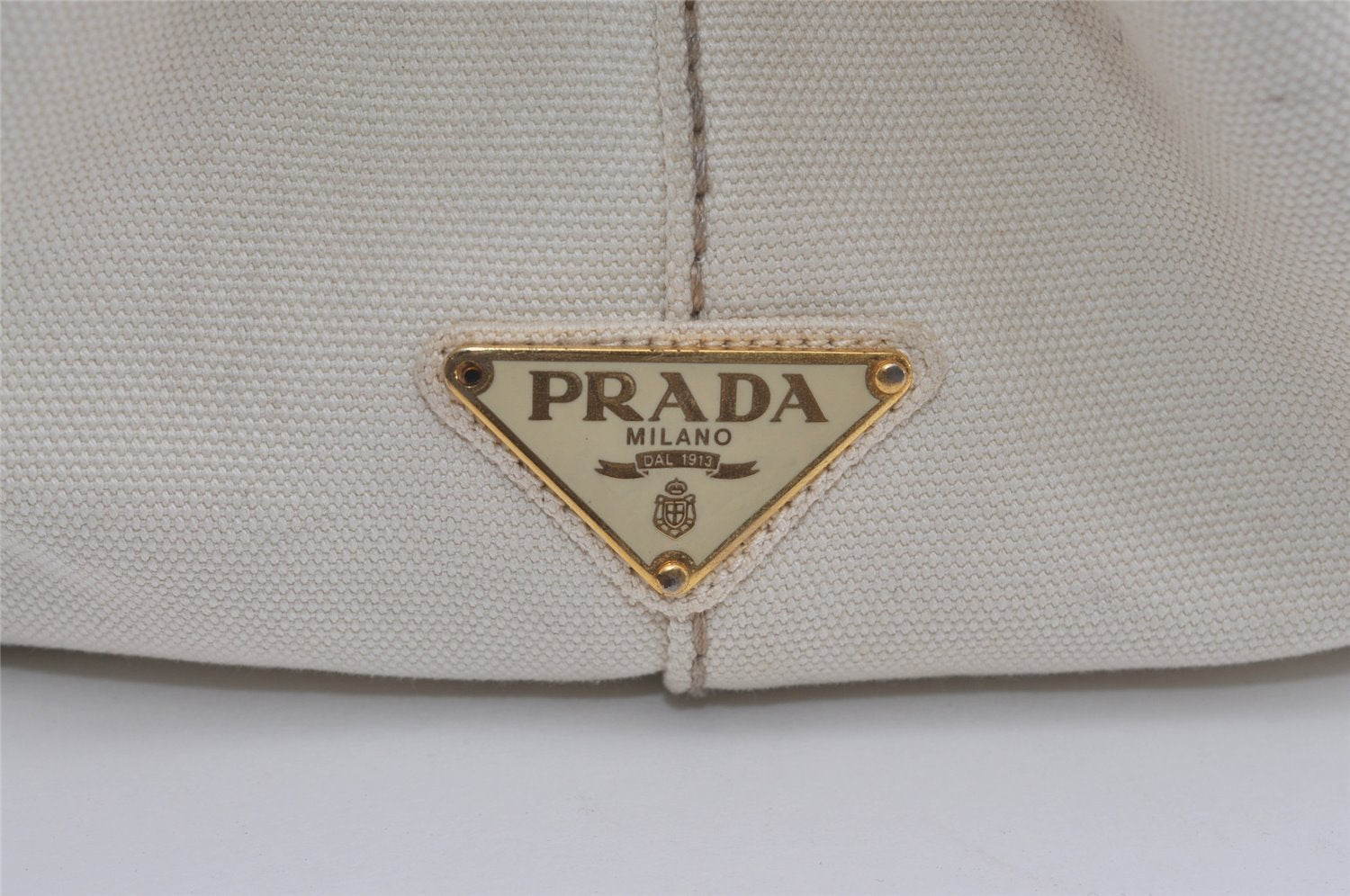 Authentic PRADA Vintage Canapa M Canvas 2Way Shoulder Hand Bag White 7450I