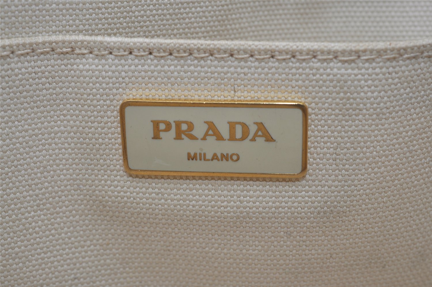 Authentic PRADA Vintage Canapa M Canvas 2Way Shoulder Hand Bag White 7450I