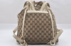 Authentic GUCCI Vintage Abbey Backpack GG Canvas Leather 141642 Brown 7454I