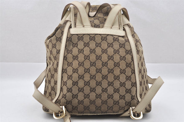 Authentic GUCCI Vintage Abbey Backpack GG Canvas Leather 141642 Brown 7454I