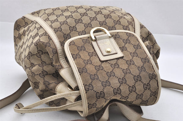 Authentic GUCCI Vintage Abbey Backpack GG Canvas Leather 141642 Brown 7454I