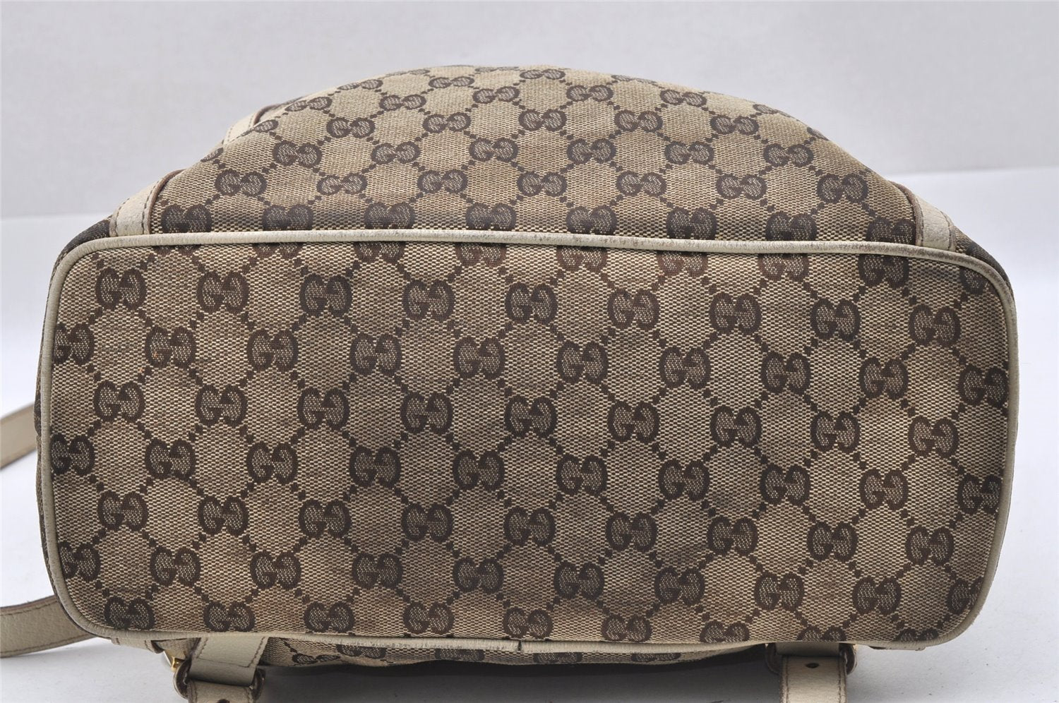 Authentic GUCCI Vintage Abbey Backpack GG Canvas Leather 141642 Brown 7454I