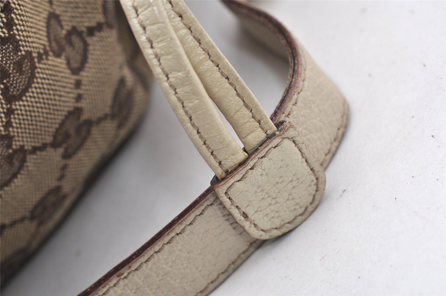 Authentic GUCCI Vintage Abbey Backpack GG Canvas Leather 141642 Brown 7454I