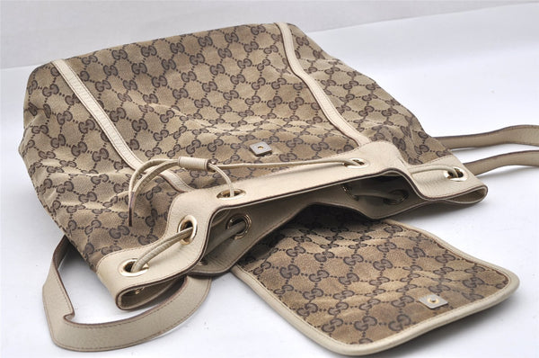 Authentic GUCCI Vintage Abbey Backpack GG Canvas Leather 141642 Brown 7454I