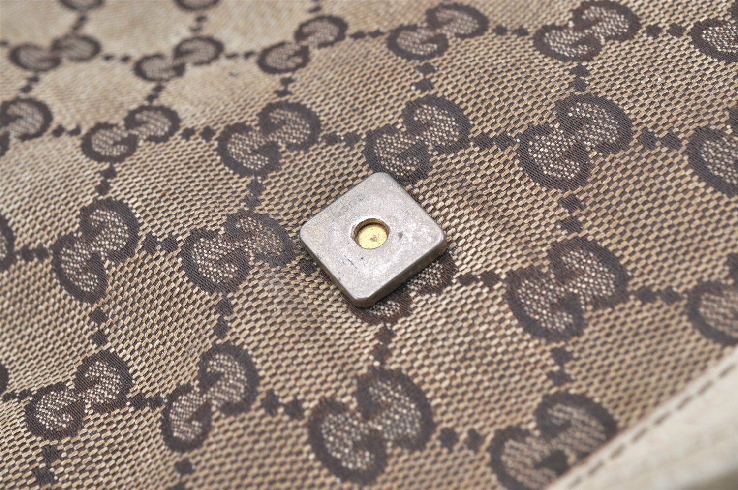 Authentic GUCCI Vintage Abbey Backpack GG Canvas Leather 141642 Brown 7454I