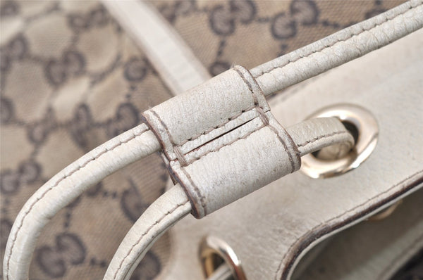 Authentic GUCCI Vintage Abbey Backpack GG Canvas Leather 141642 Brown 7454I