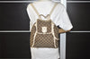 Authentic GUCCI Vintage Abbey Backpack GG Canvas Leather 141642 Brown 7454I