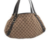 Authentic GUCCI Abbey Shoulder Tote Bag GG Canvas Leather 130736 Brown 7455I