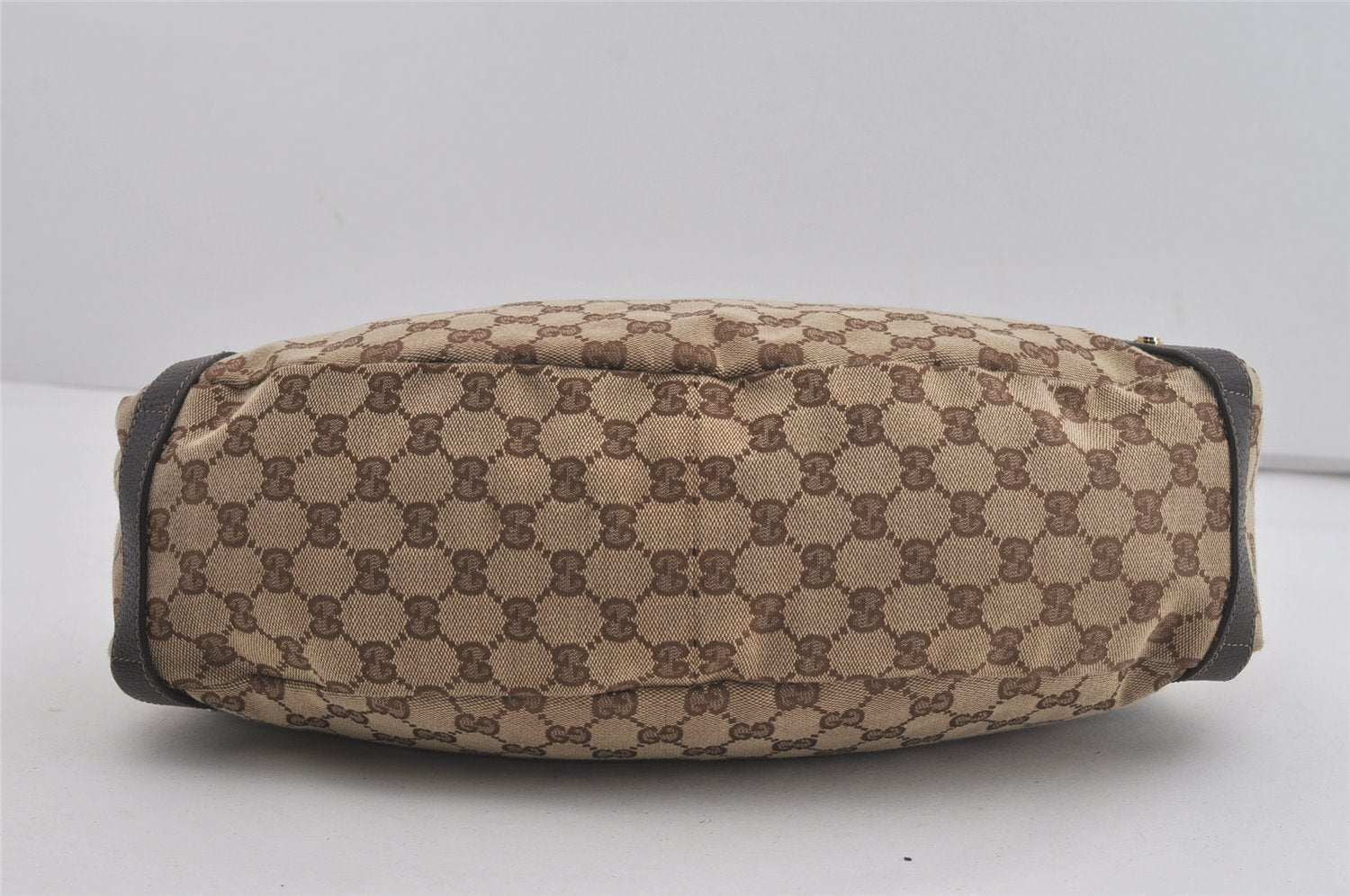 Authentic GUCCI Abbey Shoulder Tote Bag GG Canvas Leather 130736 Brown 7455I