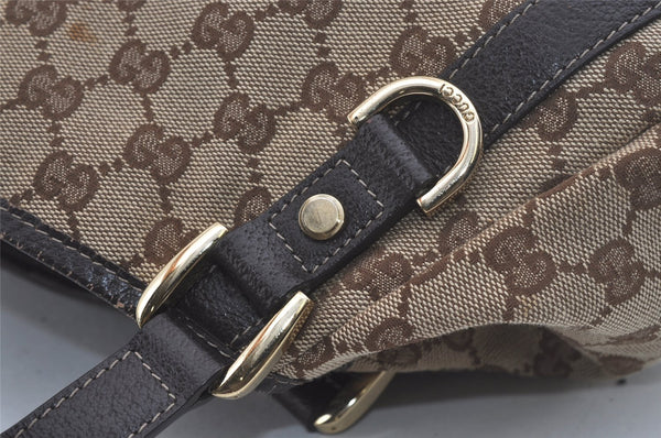 Authentic GUCCI Abbey Shoulder Tote Bag GG Canvas Leather 130736 Brown 7455I