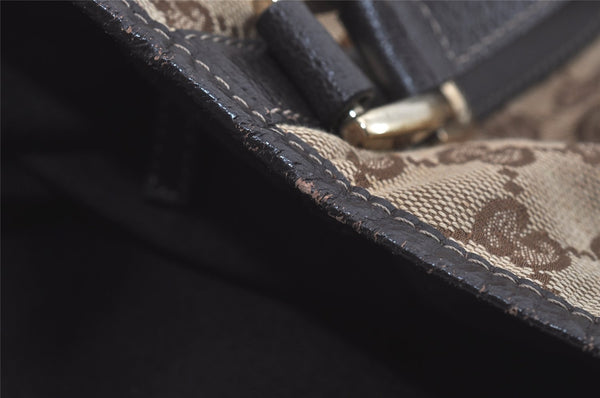 Authentic GUCCI Abbey Shoulder Tote Bag GG Canvas Leather 130736 Brown 7455I