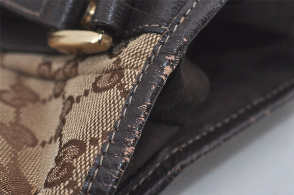 Authentic GUCCI Abbey Shoulder Tote Bag GG Canvas Leather 130736 Brown 7455I