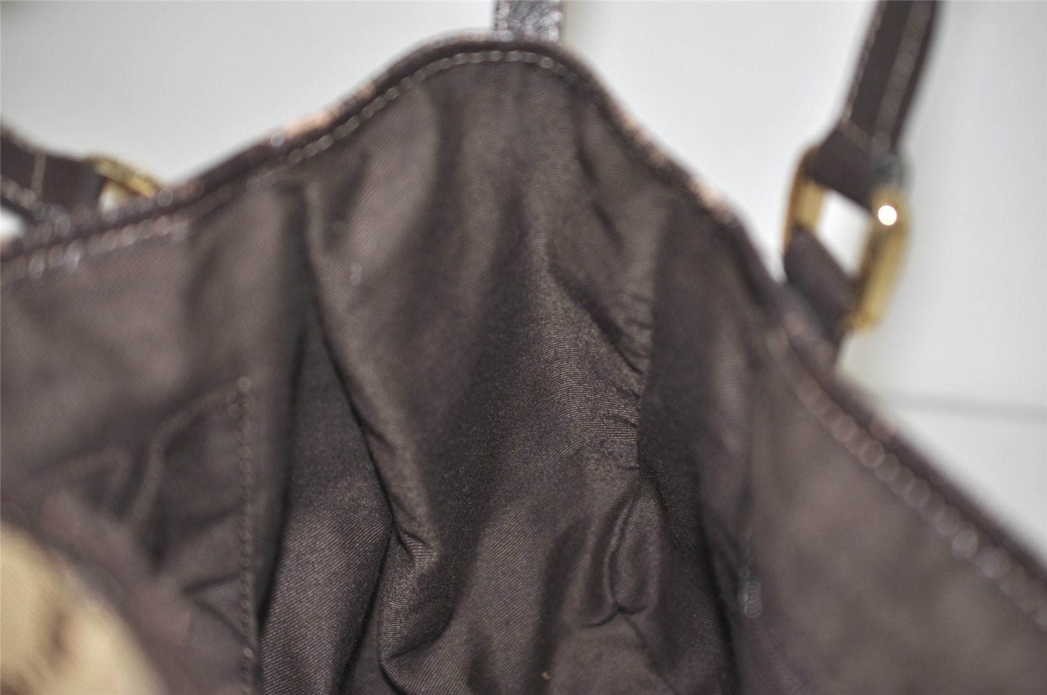 Authentic GUCCI Abbey Shoulder Tote Bag GG Canvas Leather 130736 Brown 7455I