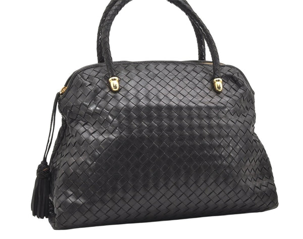 Authentic BOTTEGA VENETA Intrecciato Leather Shoulder Hand Bag Black Junk 7456K