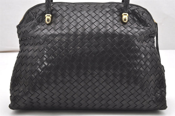 Authentic BOTTEGA VENETA Intrecciato Leather Shoulder Hand Bag Black Junk 7456K