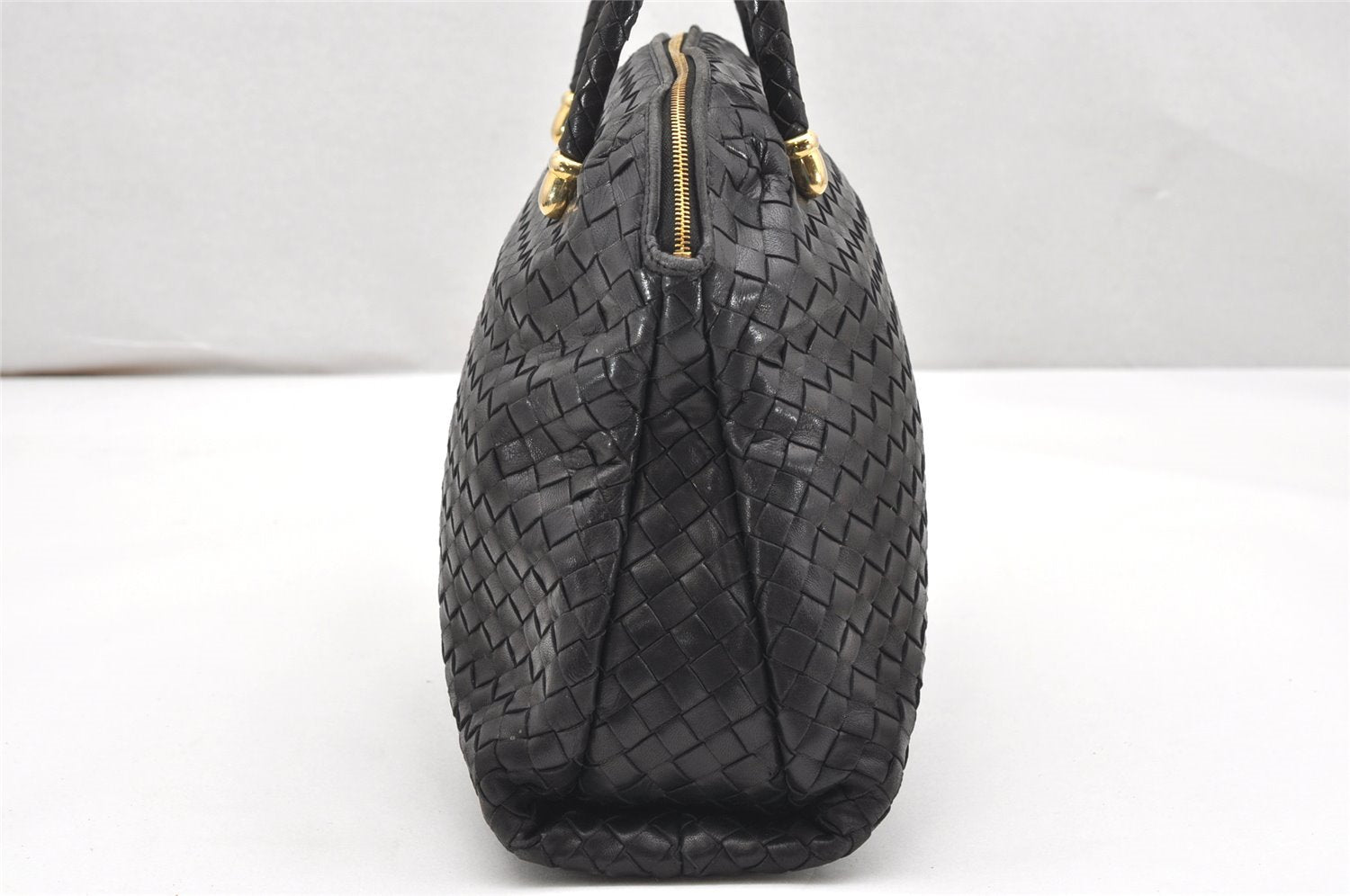 Authentic BOTTEGA VENETA Intrecciato Leather Shoulder Hand Bag Black Junk 7456K